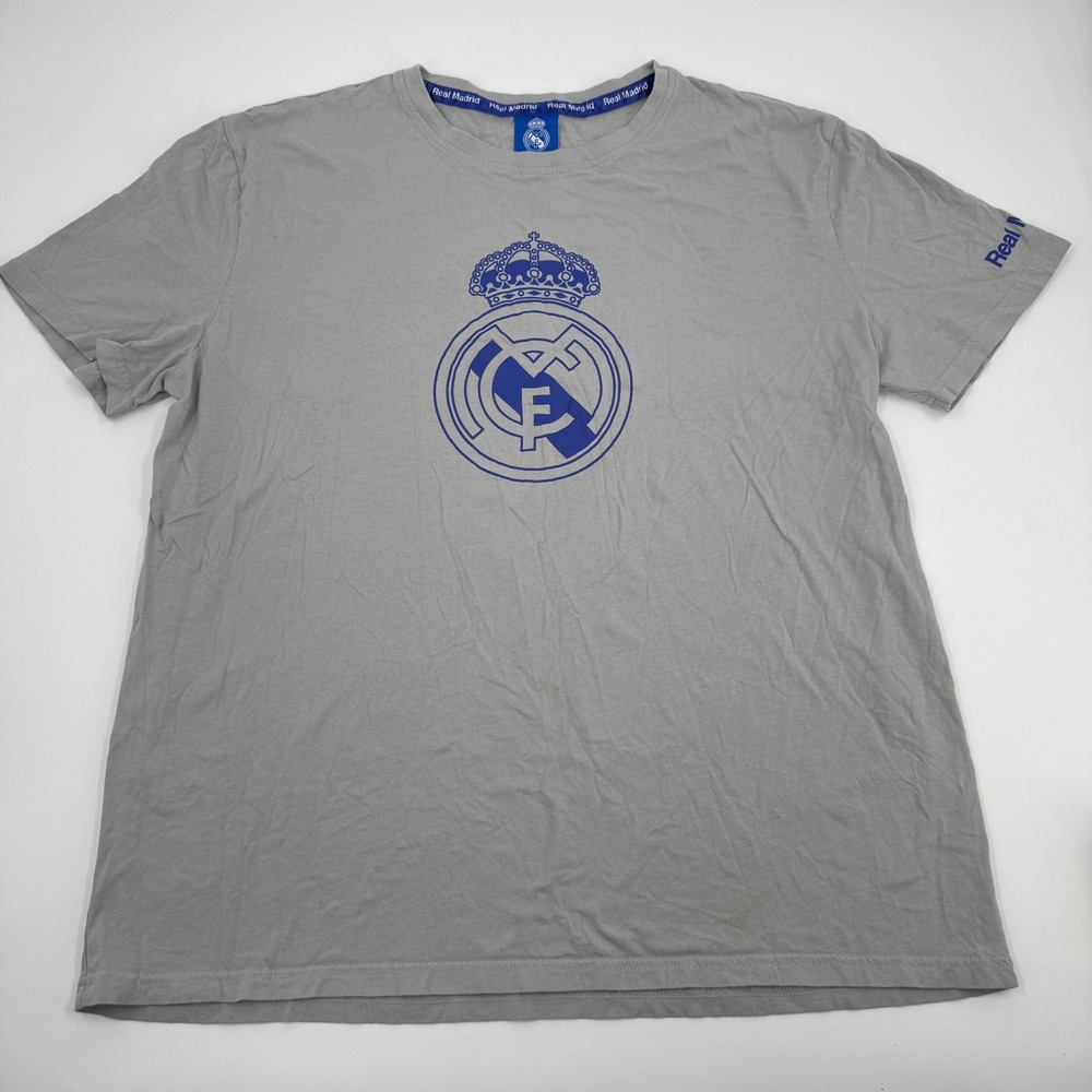 Real Madrid Graphic T-Shirt Mens 2XL Gray Official Licensed Soccer Tee A1821